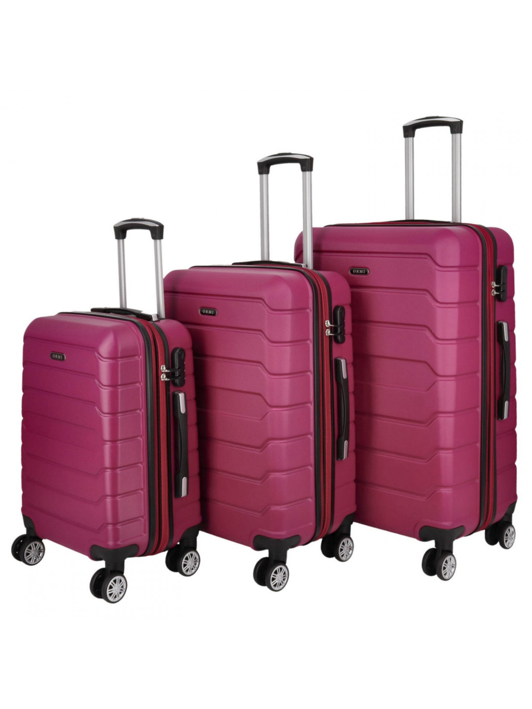 Cestovní plastový kufr Ormi Piotr SADA růžovo-červený